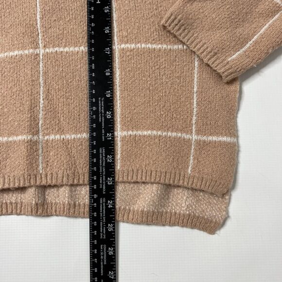 Lulus Small Pullover Sweater Pink Windowpane Turtleneck Stretch Side Slit Womens - Picture 6 of 9